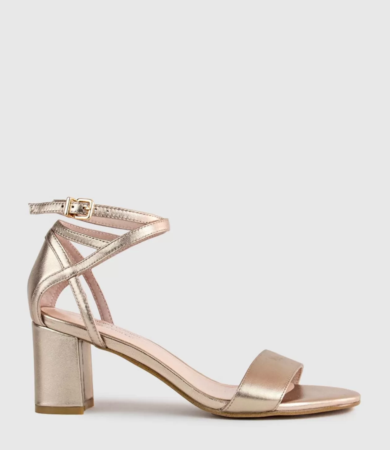 Edward Meller Mid Heel Sandals<Kenia60 Block Heel Sandal With Hourglass Ankle Wrap In Rosegold