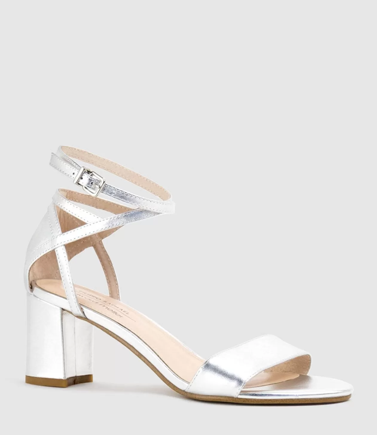 Edward Meller Mid Heel Sandals<Kenia60 Block Heel Sandal With Hourglass Ankle Wrap In Silver