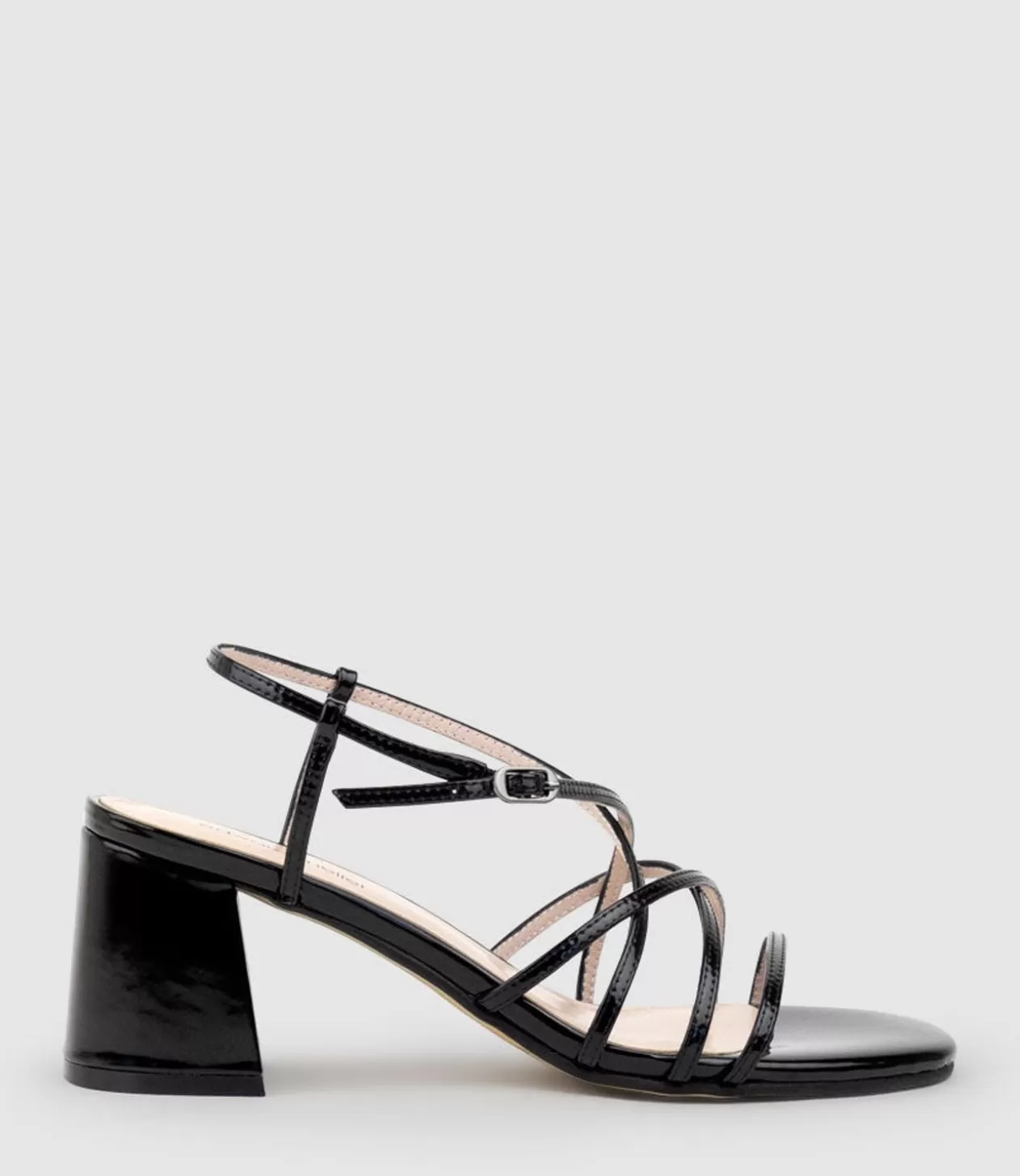 Edward Meller Mid Heel Sandals<Kia65 Strappy Sandal In Black High Shine