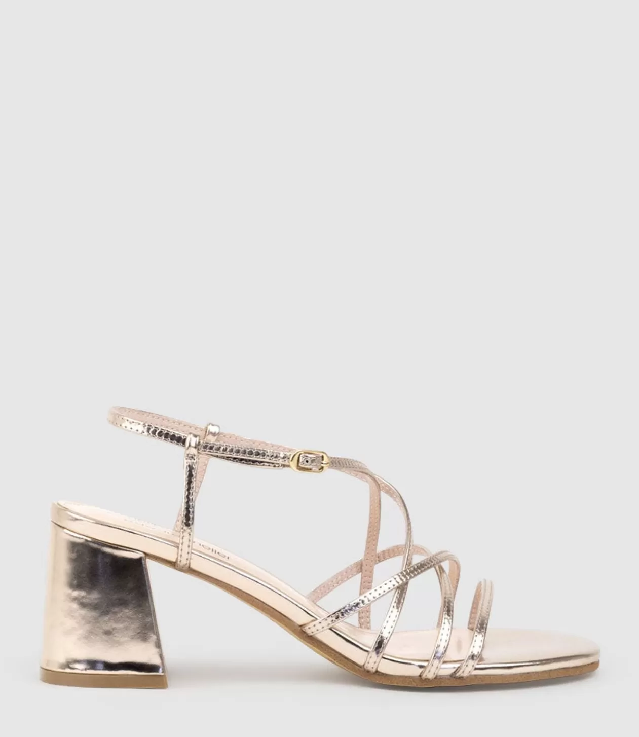 Edward Meller Mid Heel Sandals<Kia65 Strappy Sandal In Rosegold High Shine