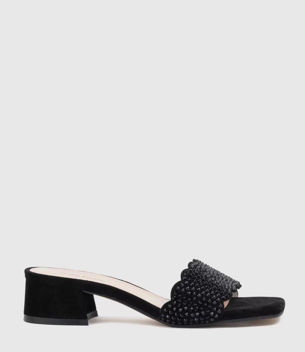 Edward Meller Mid Heel Sandals<Kyla35 Slide With Crystals In Black Suede