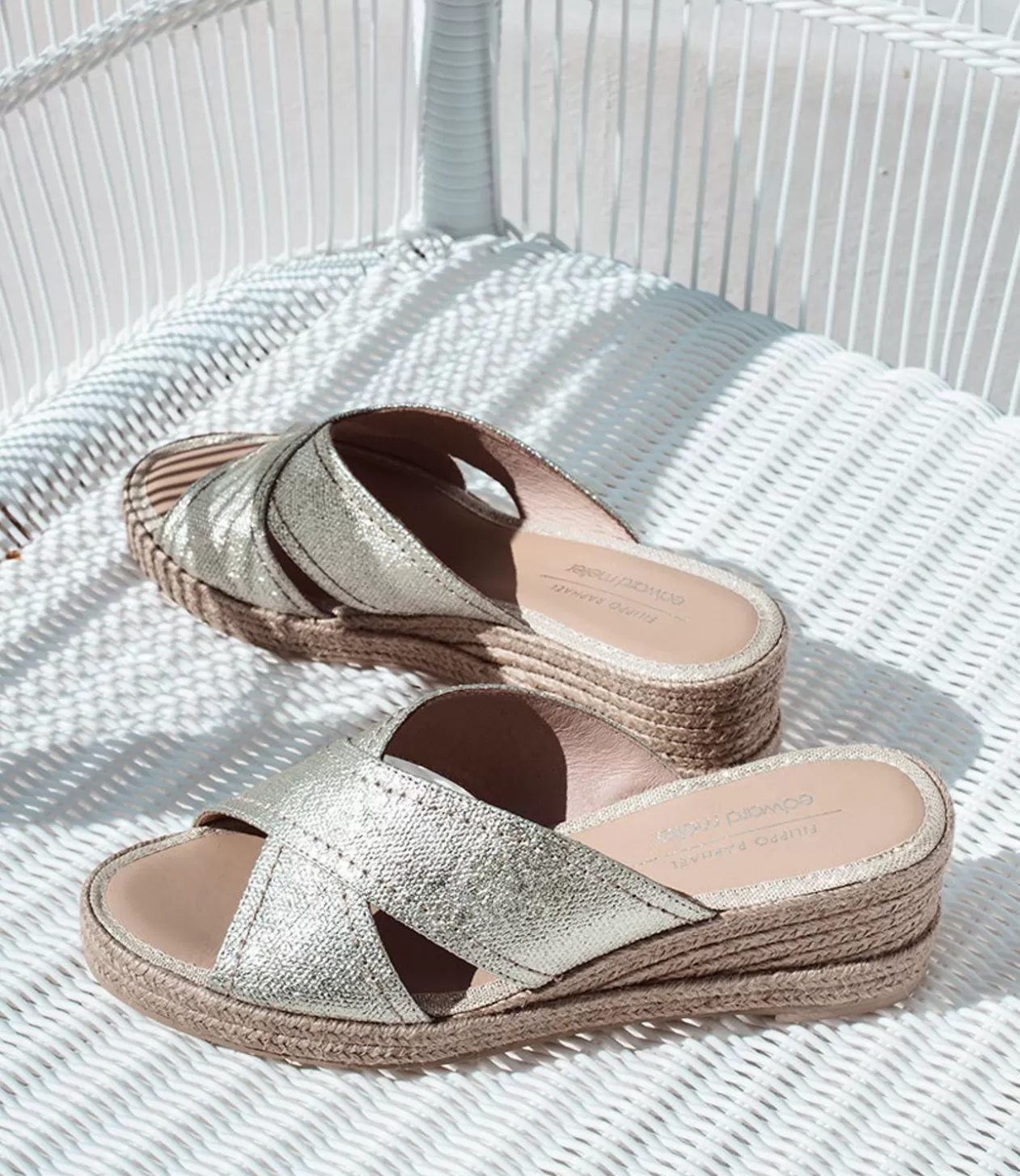 Edward Meller Mid Heel Sandals<Malina Crossover Slide Espadrille In Platino