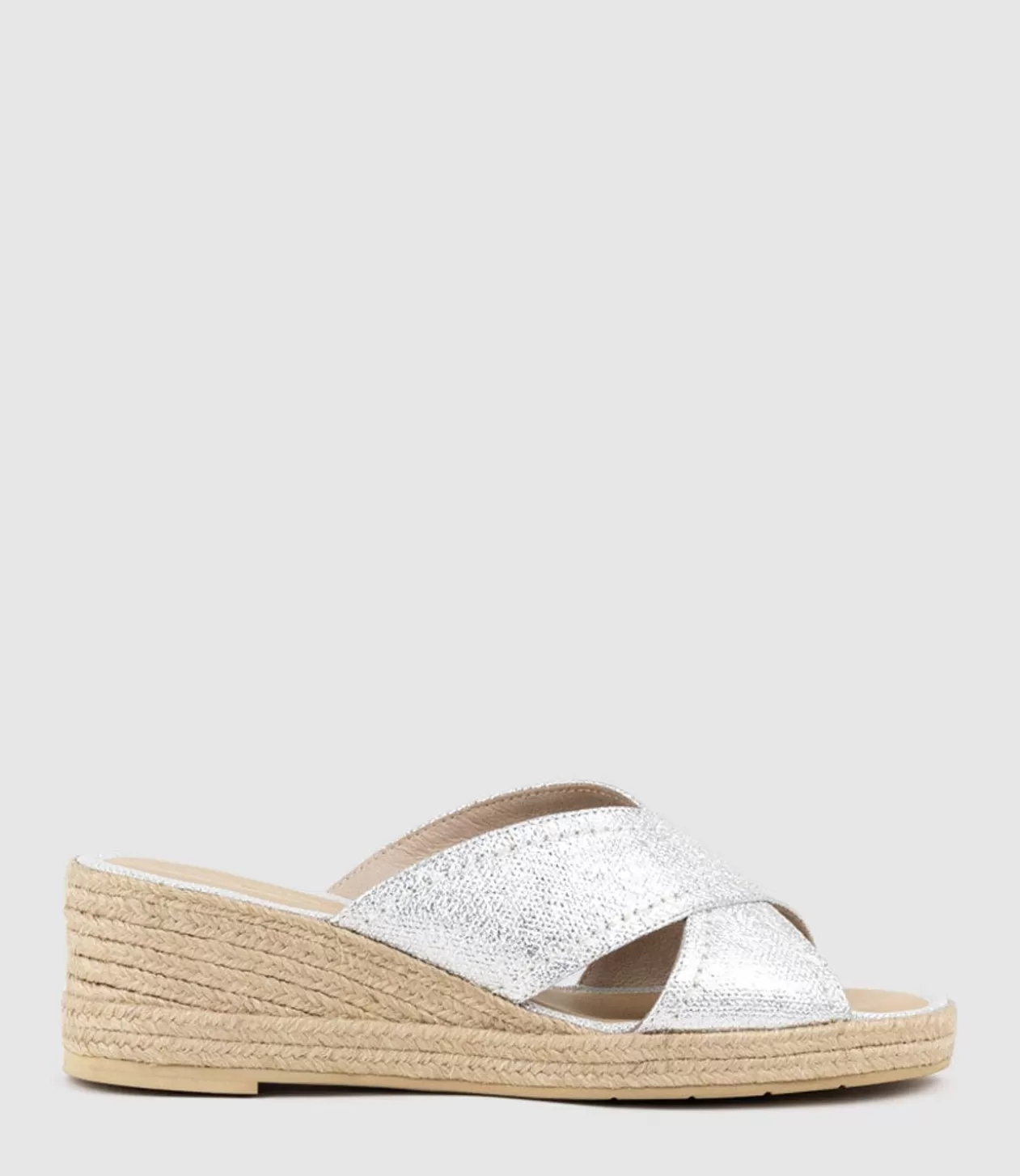 Edward Meller Mid Heel Sandals<Malina Crossover Slide Espadrille In Silver