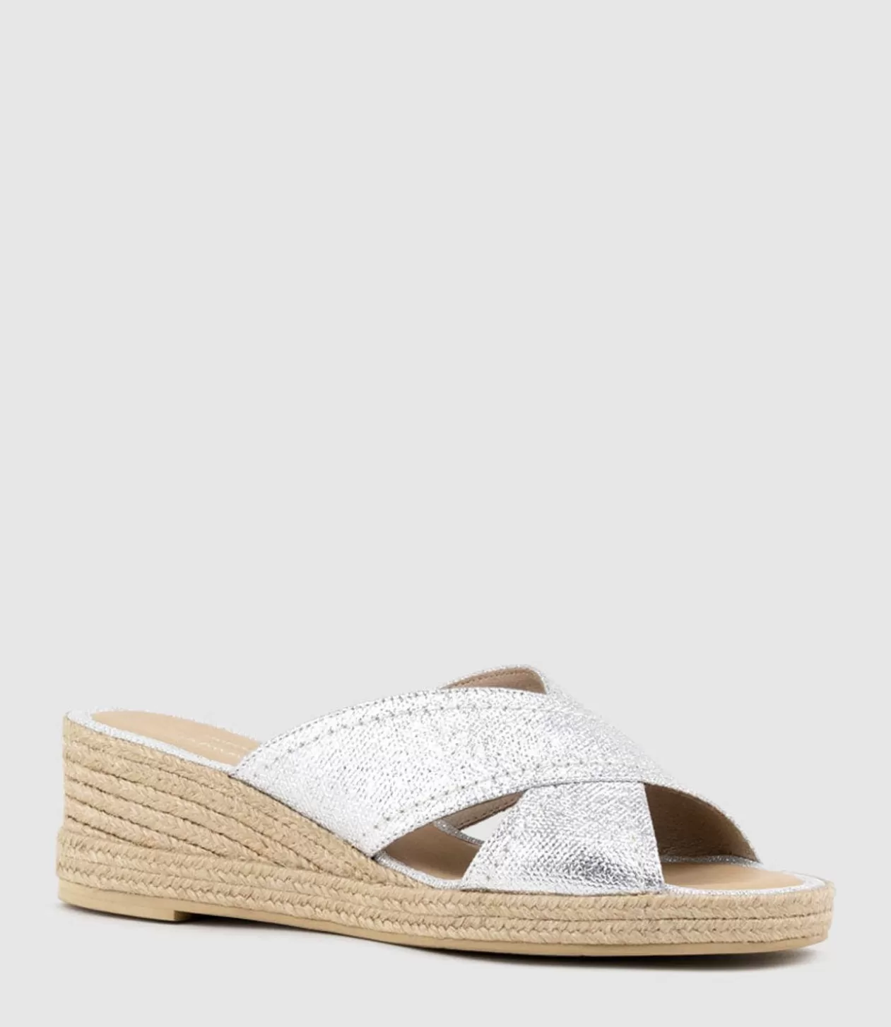 Edward Meller Mid Heel Sandals<Malina Crossover Slide Espadrille In Silver