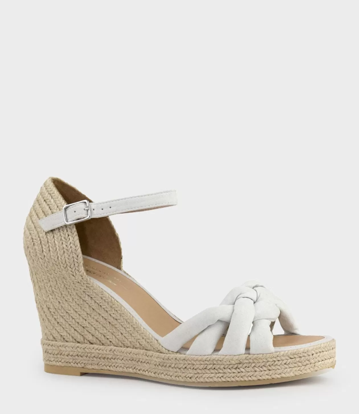 Edward Meller High Heel Sandals<Meena Braided Front Strap Espadrille In Offwhite Suede