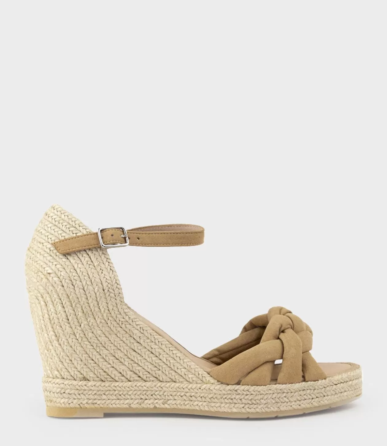 Edward Meller High Heel Sandals<Meena Braided Front Strap Espadrille In Tan Suede