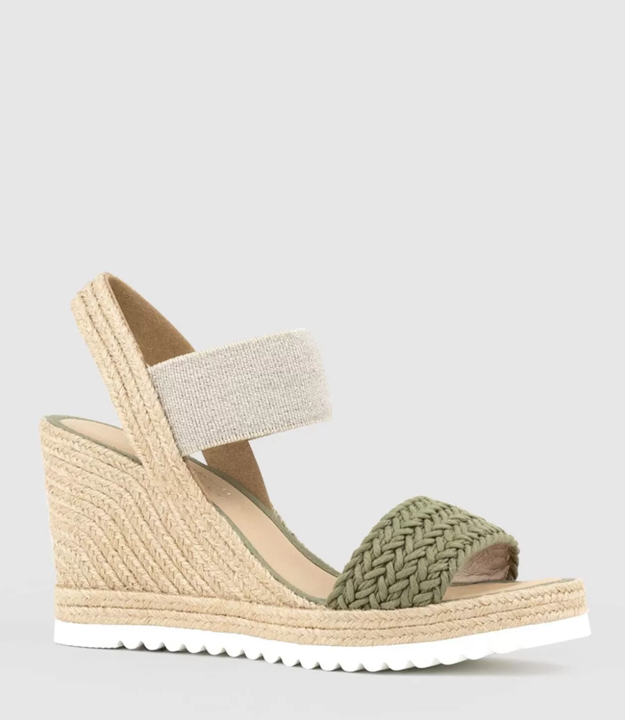 Edward Meller High Heel Sandals<Mercedes Elastic Crochet Espadrille In Khaki