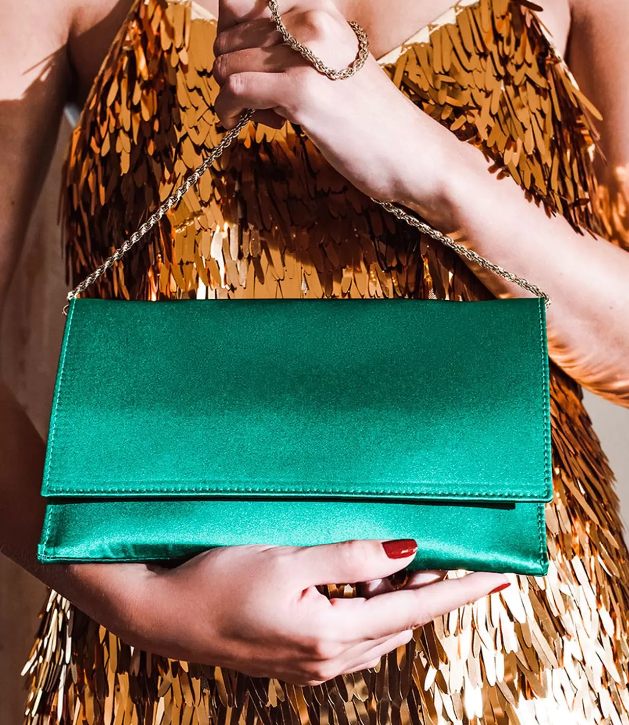 Edward Meller Handbags<Neve Envelope Clutch In Green Satin