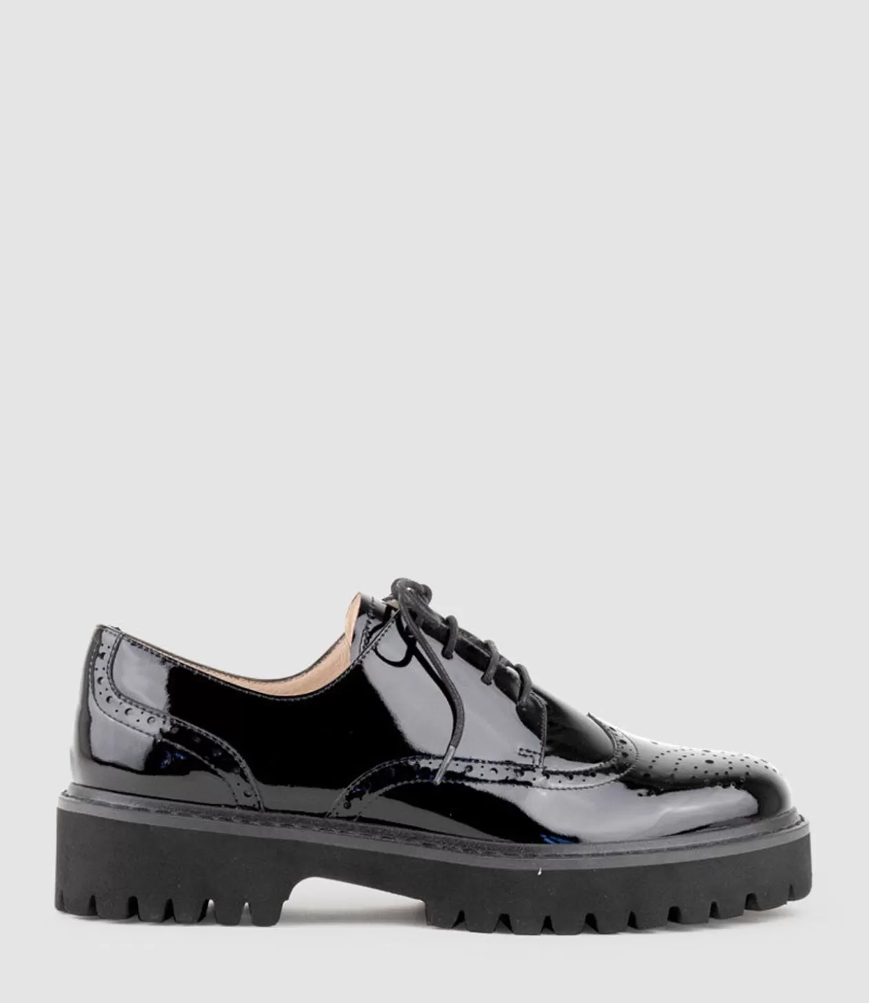 Edward Meller Lace Up Shoes<Paige Lace Up On Chunky Sole In Black Patent