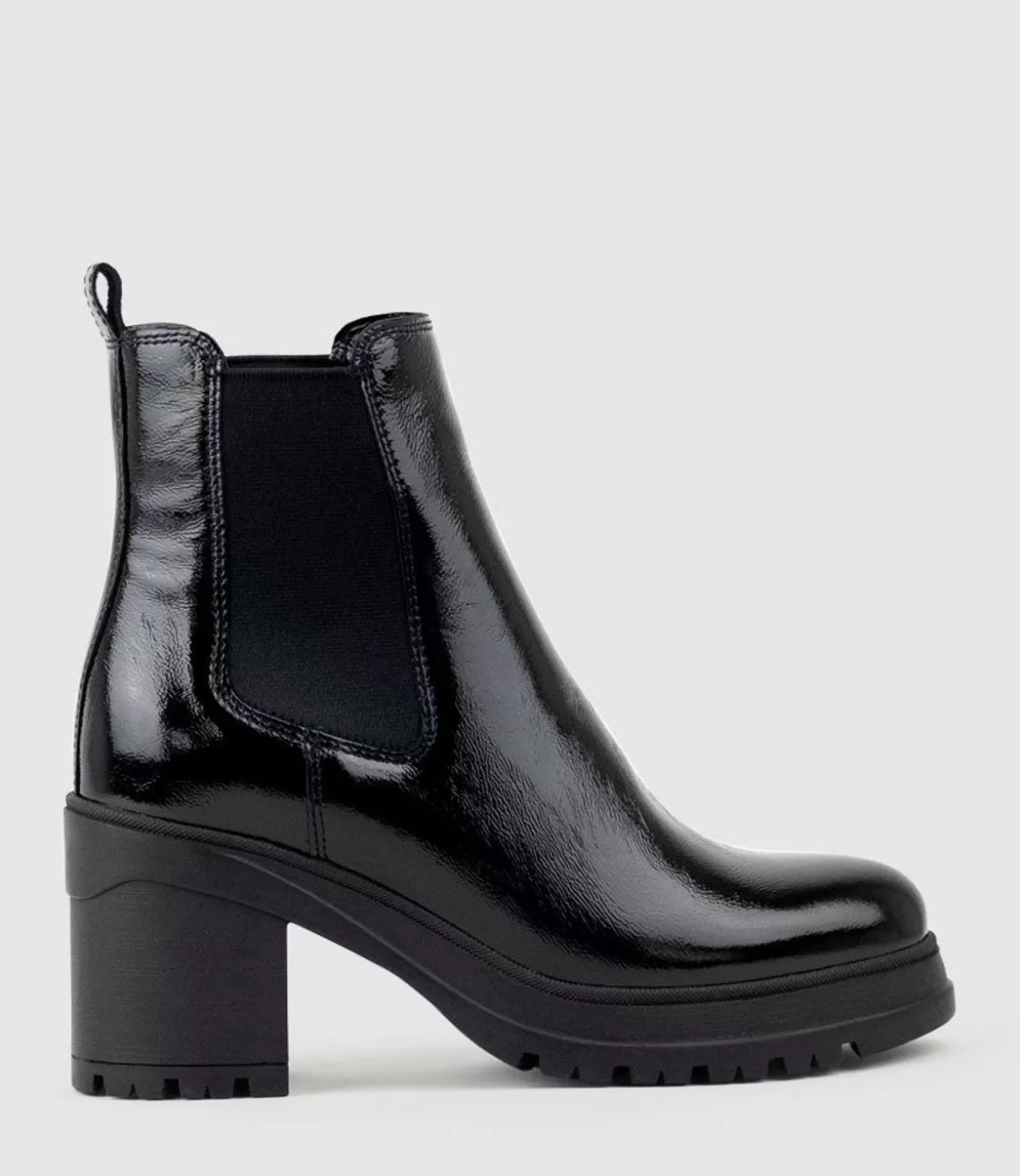 Edward Meller Ankle Boots<Paxton Chukka Boot On Rubber Heel In Black Patent