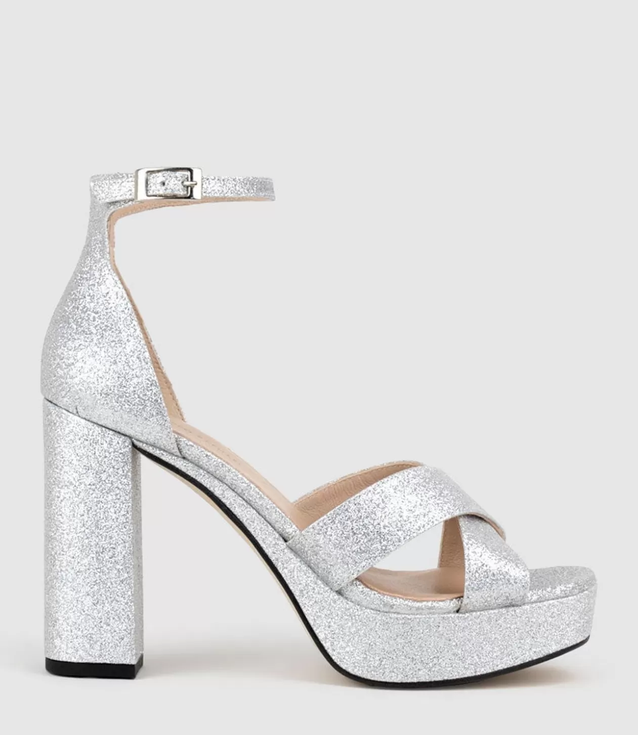 Edward Meller High Heel Sandals<Raine100 Crossover Platform Sandal In Silver