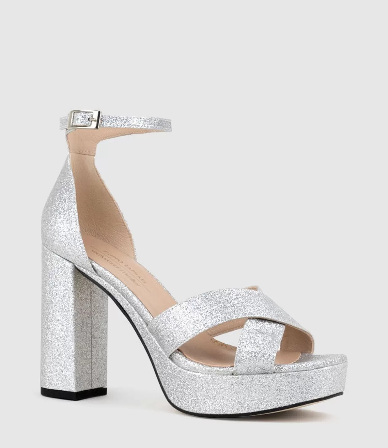 Edward Meller High Heel Sandals<Raine100 Crossover Platform Sandal In Silver