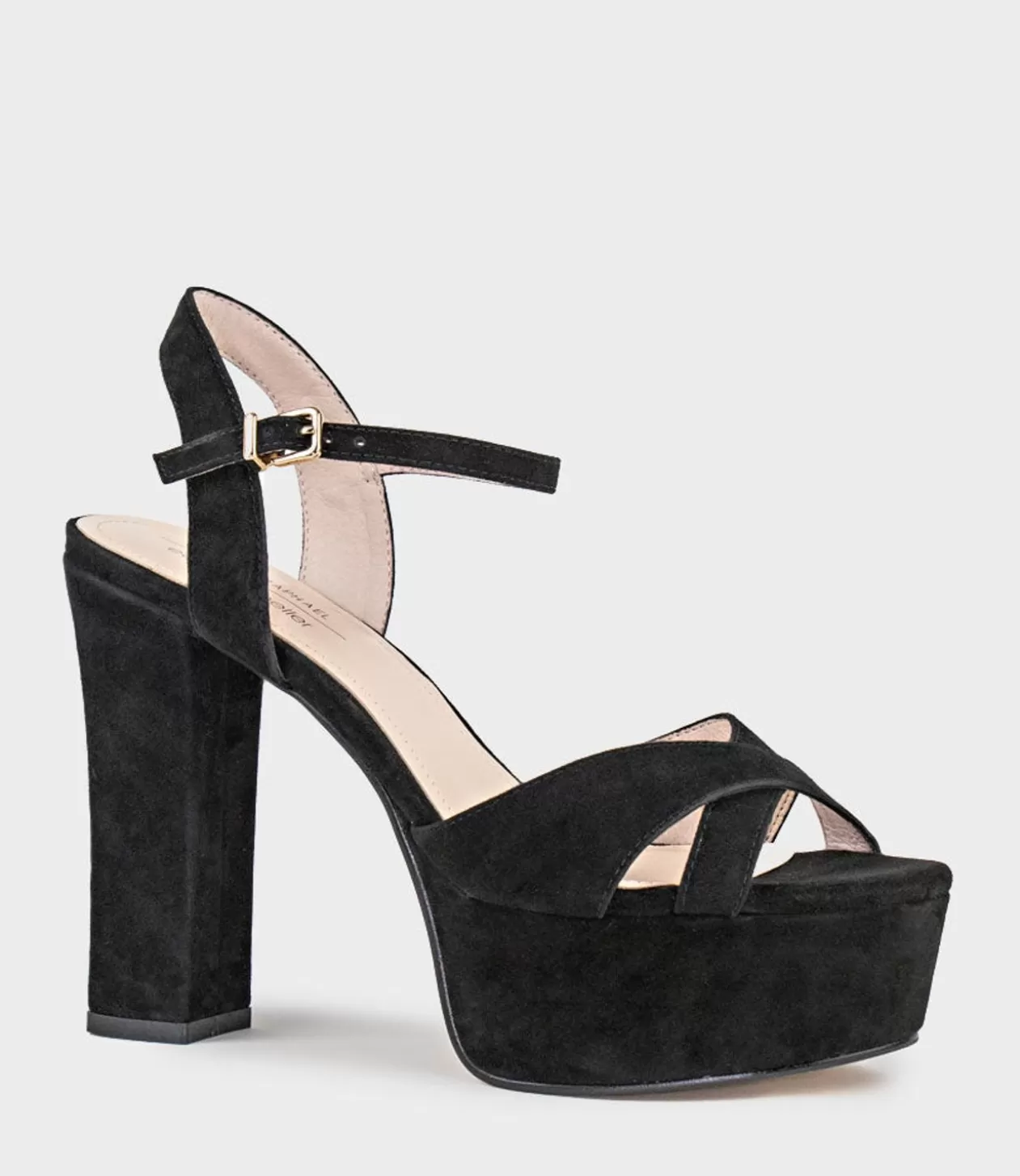 Edward Meller High Heel Sandals<Ramona125 Inverted Crossover Platform Sandal In Black Suede