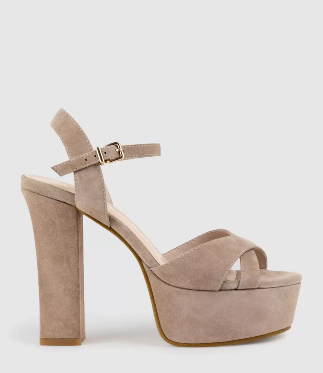 Edward Meller High Heel Sandals<Ramona125 Inverted Crossover Platform Sandal In Nude Suede