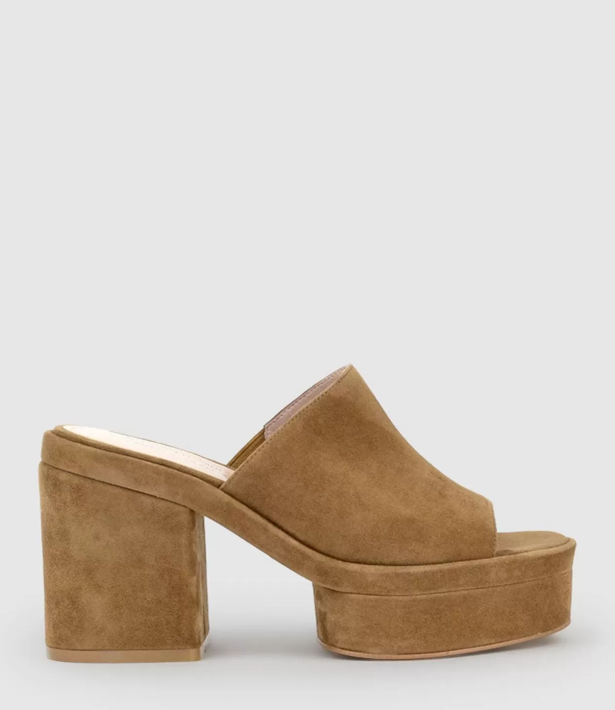 Edward Meller High Heel Sandals<Rascal90 Exaggerated Platform Slide In Tawny Suede