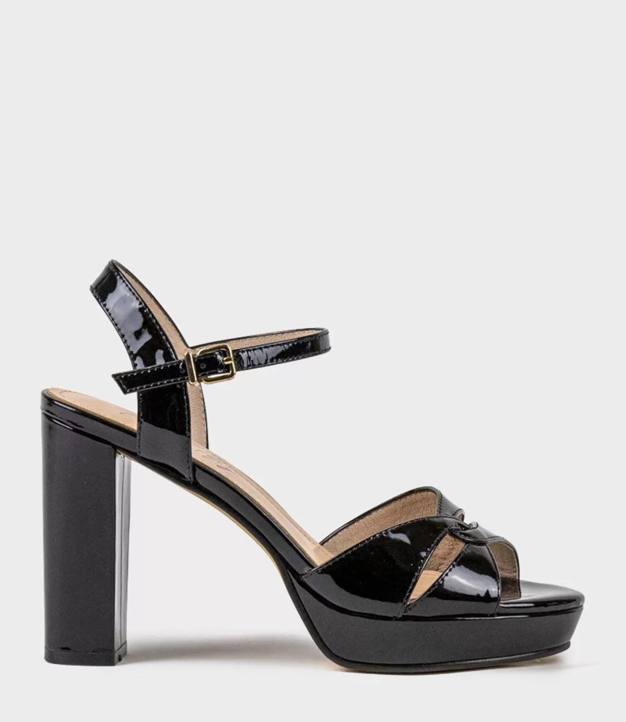 Edward Meller Platform Sandals<Regent100 Interlocked Detail Platform Sandal In Black Patent