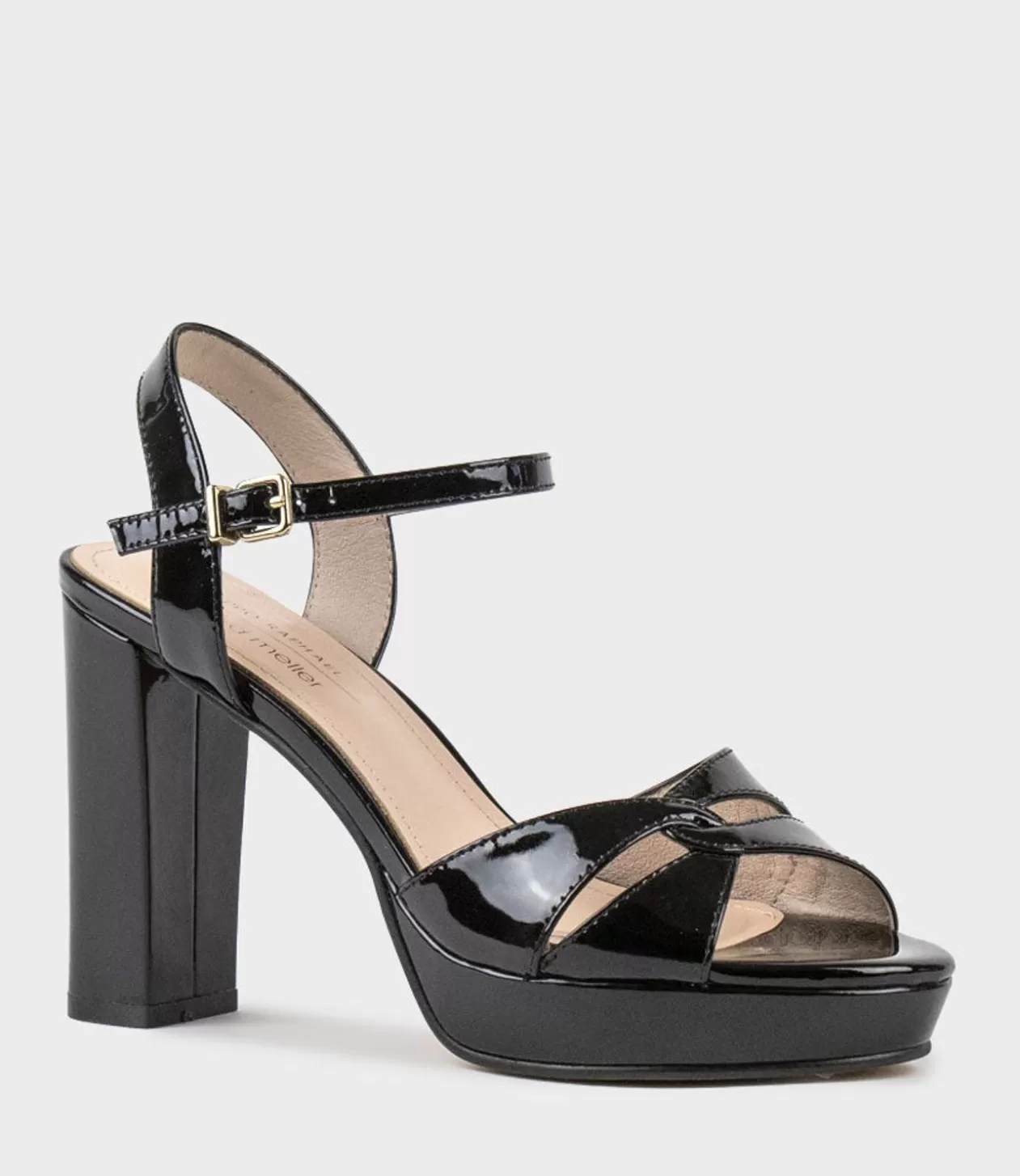 Edward Meller High Heel Sandals<Regent100 Interlocked Detail Platform Sandal In Black Patent