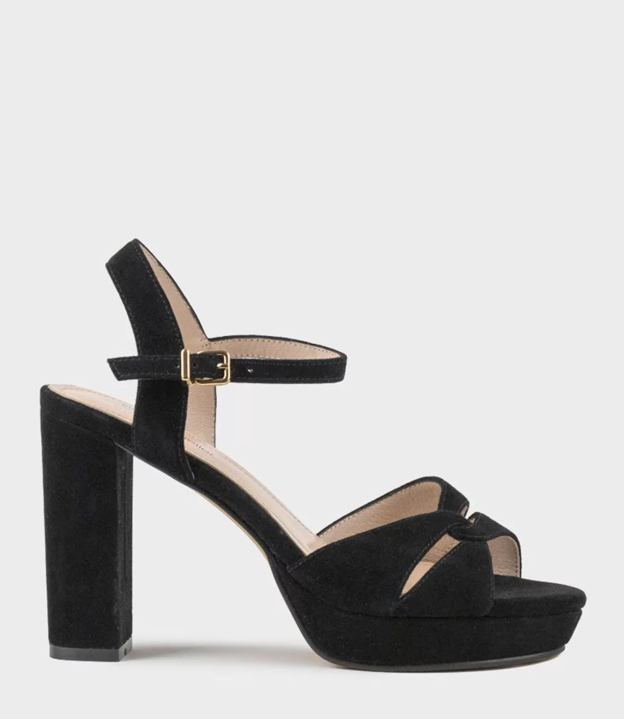 Edward Meller High Heel Sandals<Regent100 Interlocked Detail Platform Sandal In Black Suede