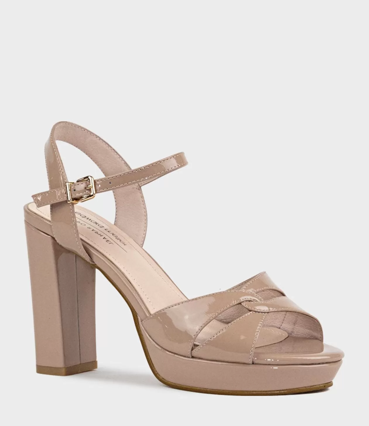 Edward Meller High Heel Sandals<Regent100 Interlocked Detail Platform Sandal In Nude Patent