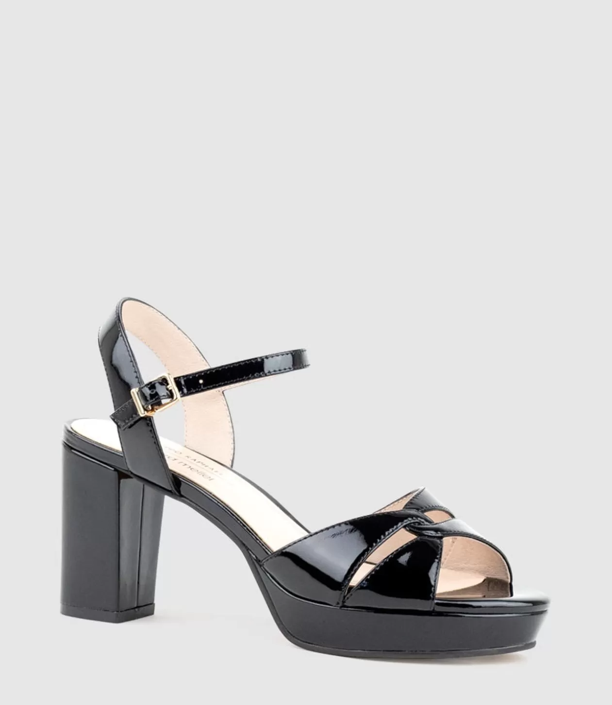 Edward Meller Platform Sandals<Regent80 Interlocked Detail Platform Sandal In Black Patent