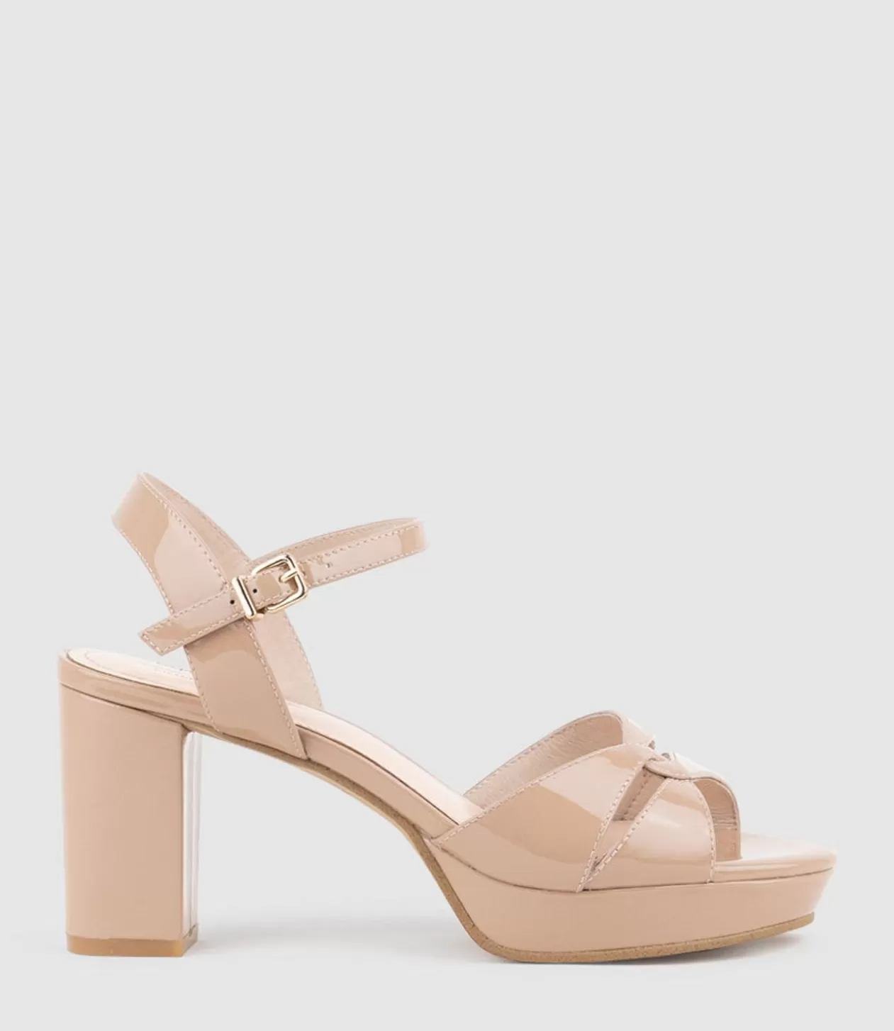 Edward Meller High Heel Sandals<Regent80 Interlocked Detail Platform Sandal In Nude Patent