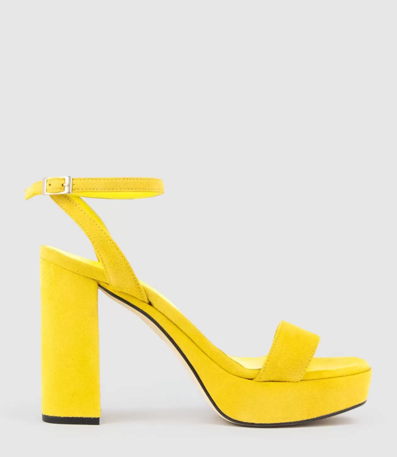 Edward Meller High Heel Sandals<Relia115 Ankle Wrap Platform Sandal In Yellow Suede