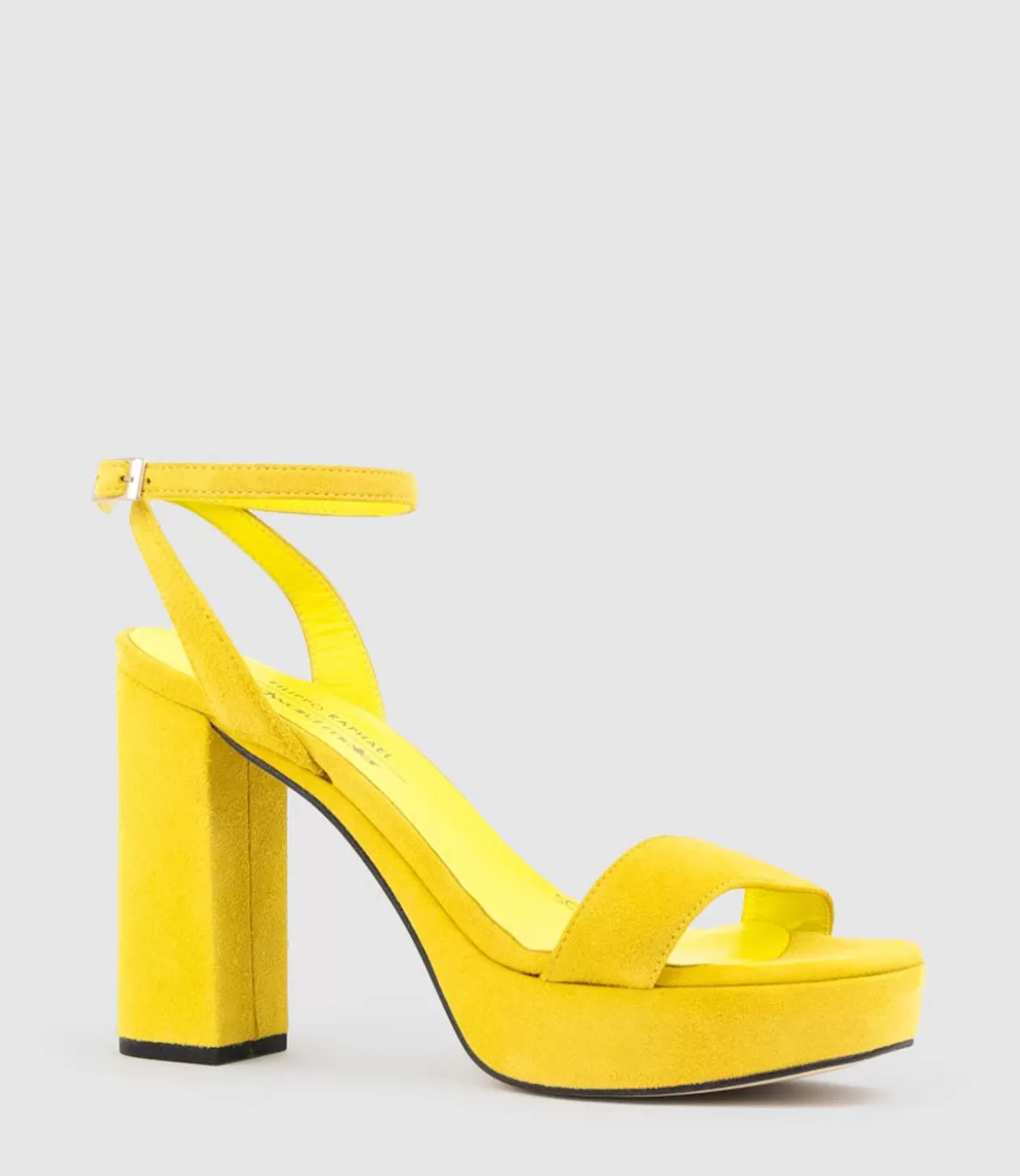 Edward Meller High Heel Sandals<Relia115 Ankle Wrap Platform Sandal In Yellow Suede