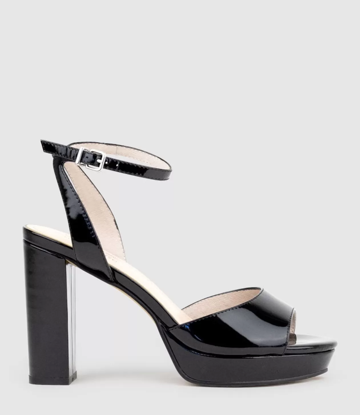 Edward Meller Platform Sandals<Rena100 Open Toe Platform Sandal In Black Patent