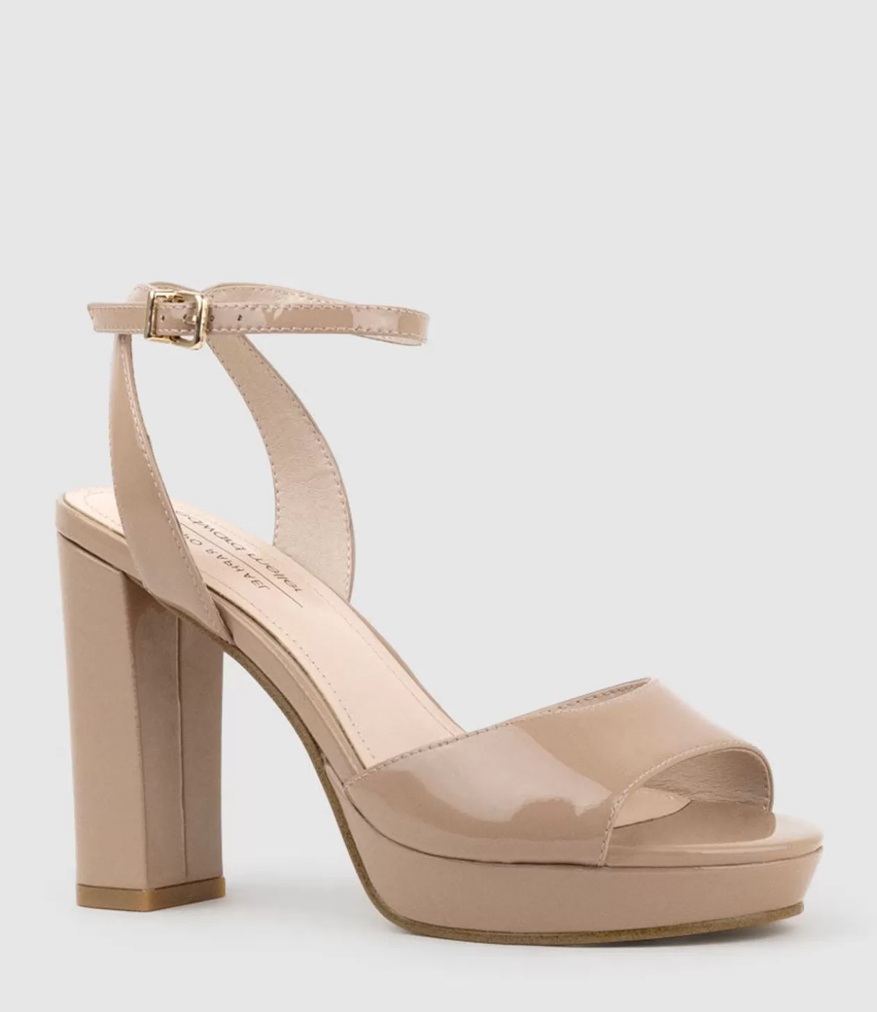 Edward Meller High Heel Sandals<Rena100 Open Toe Platform Sandal In Nude Patent