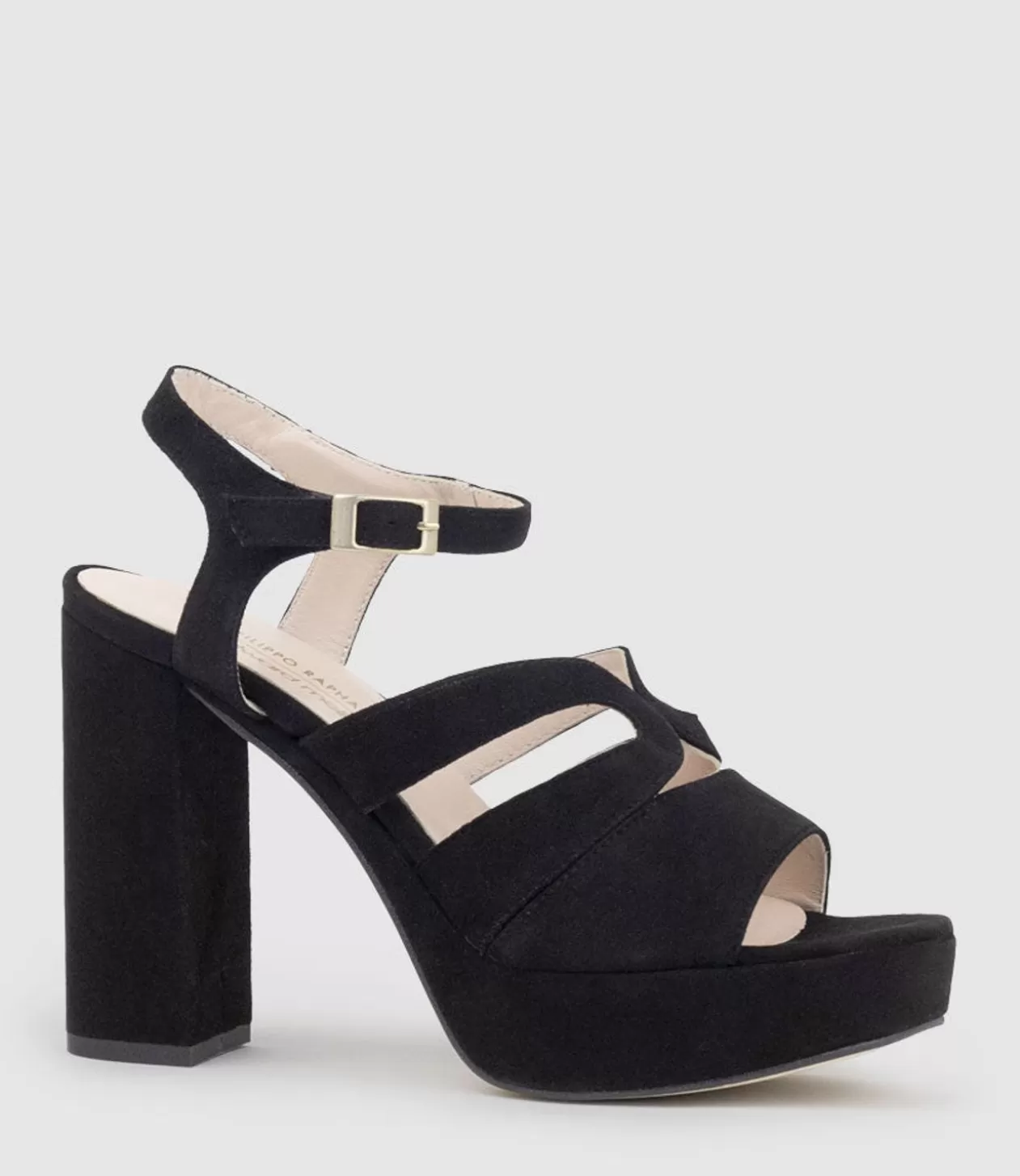 Edward Meller High Heel Sandals<Reya100 Open Toe Platform Sandal In Black Suede