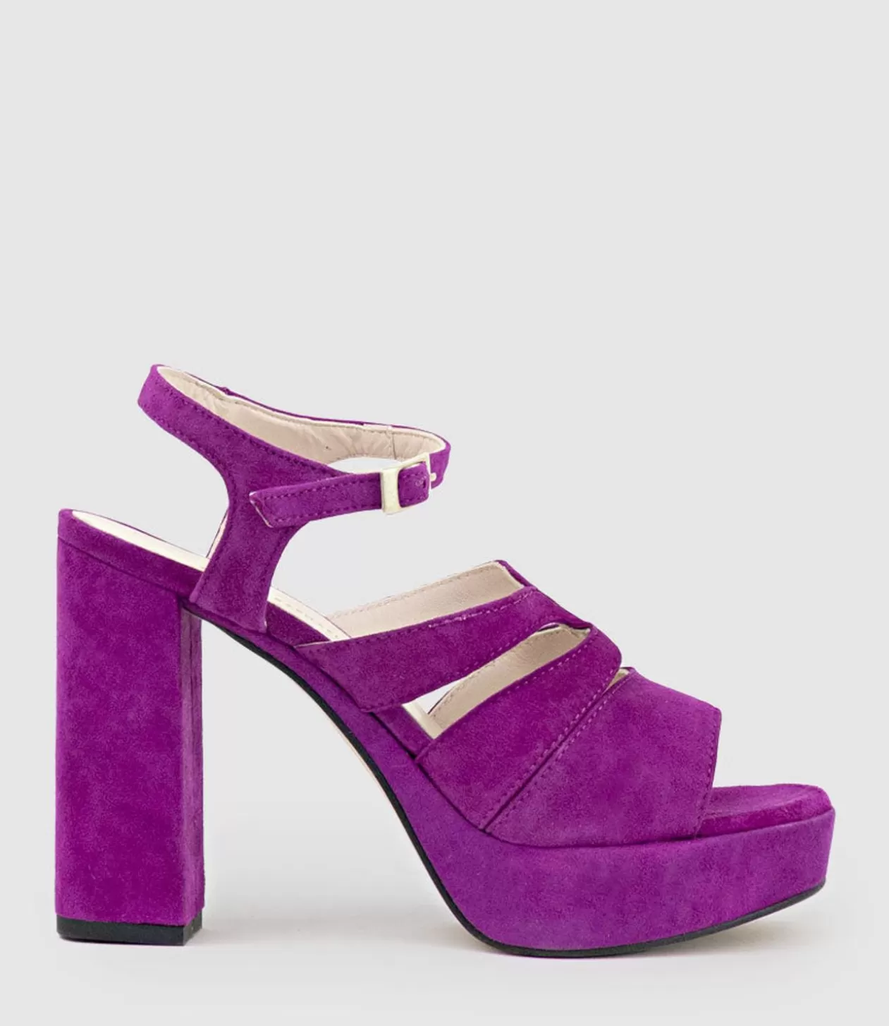 Edward Meller High Heel Sandals<Reya100 Open Toe Platform Sandal In Magenta Suede