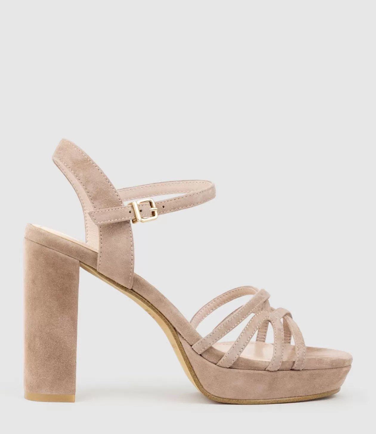 Edward Meller Platform Sandals<Ria100 Strappy Platform Sandal In Nude Suede