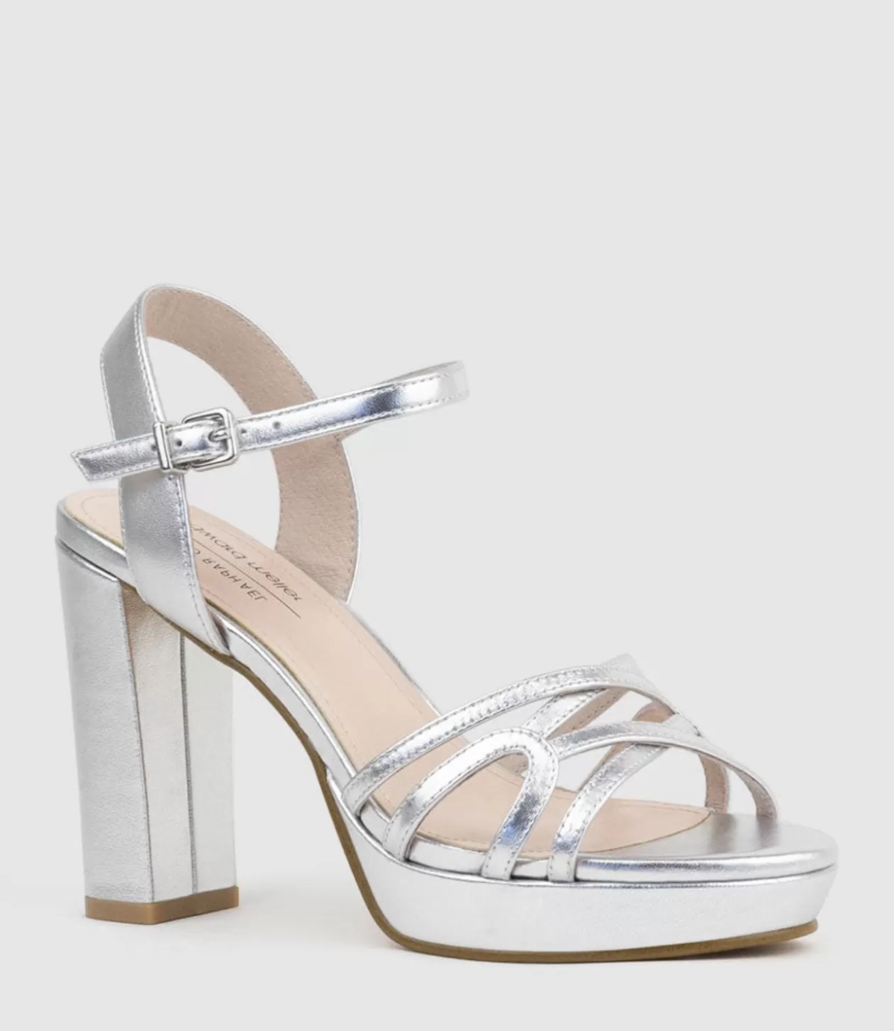 Edward Meller High Heel Sandals<Ria100 Strappy Platform Sandal In Silver