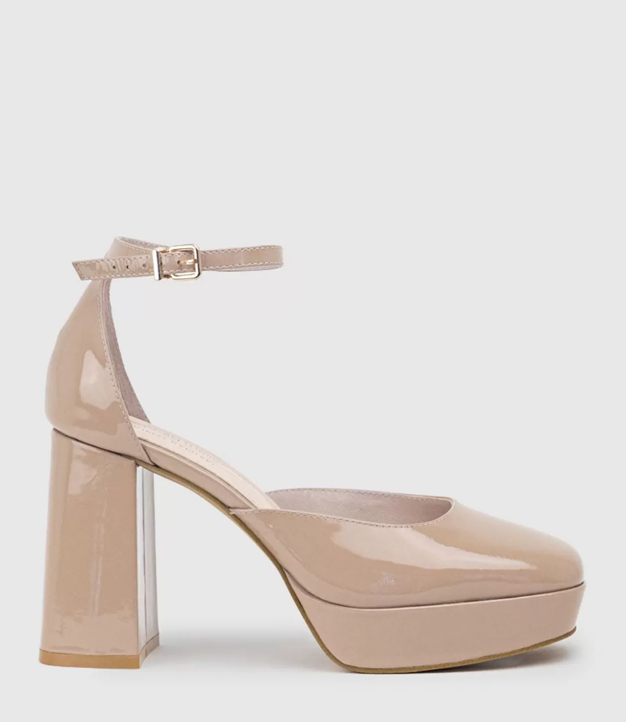 Edward Meller High Heel<Rimini95 Closed Toe Platform Sandal In Nude Patent