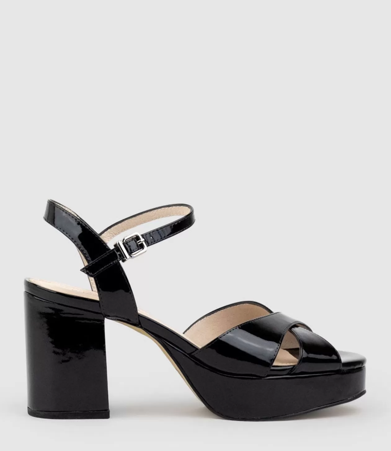 Edward Meller High Heel Sandals<Roane80 Crossover Platform Sandal In Black Patent