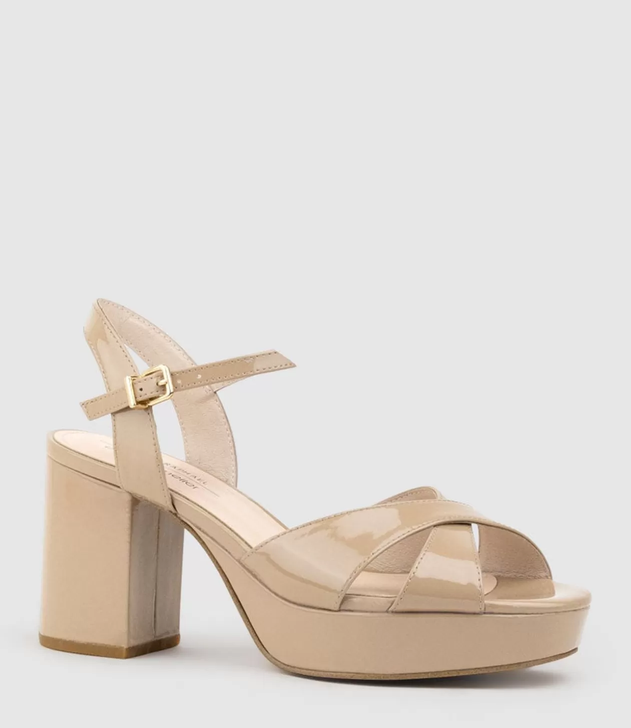 Edward Meller High Heel Sandals<Roane80 Crossover Platform Sandal In Nude Patent