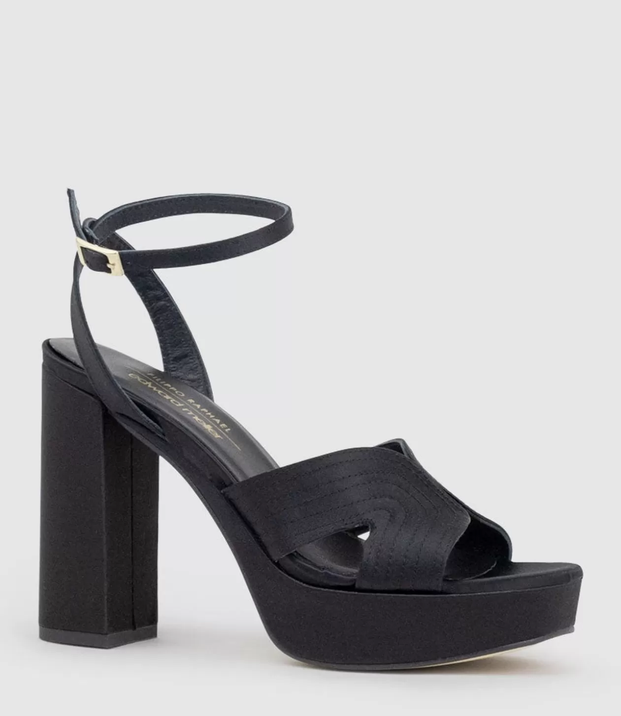 Edward Meller Platform Sandals<Rosalia100 Stitched Detail Platform Sandal In Black Satin