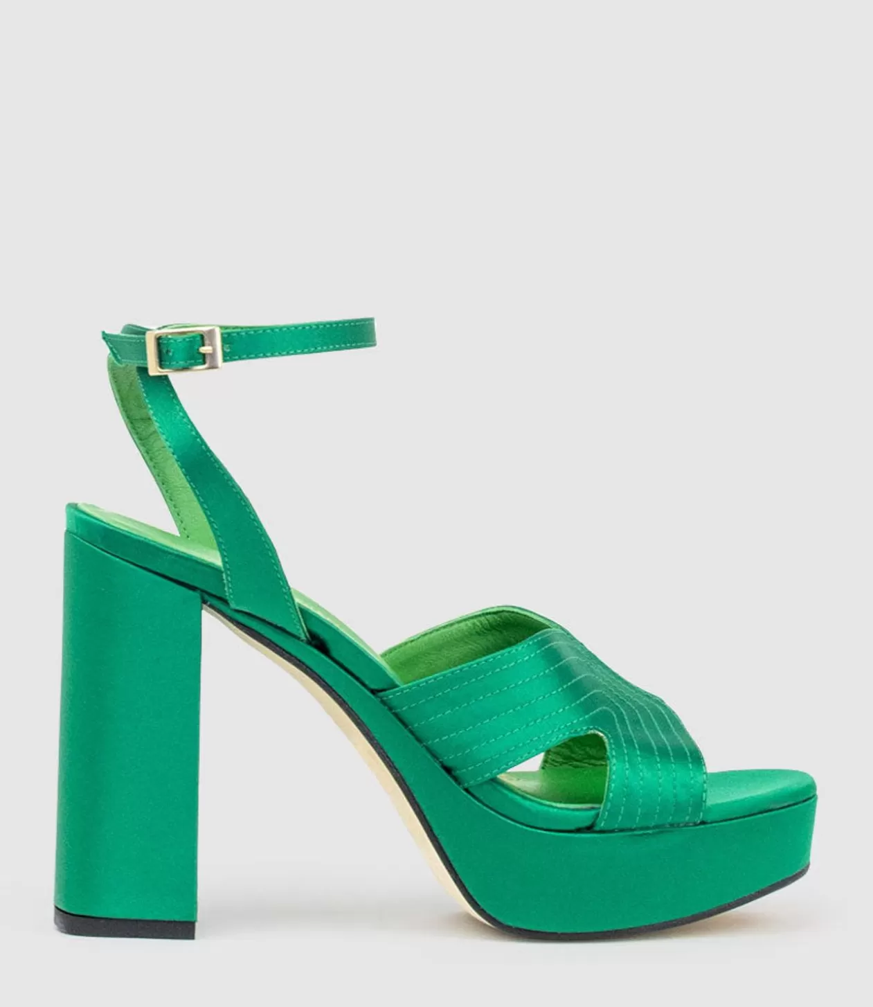 Edward Meller Platform Sandals<Rosalia100 Stitched Detail Platform Sandal In Green Satin