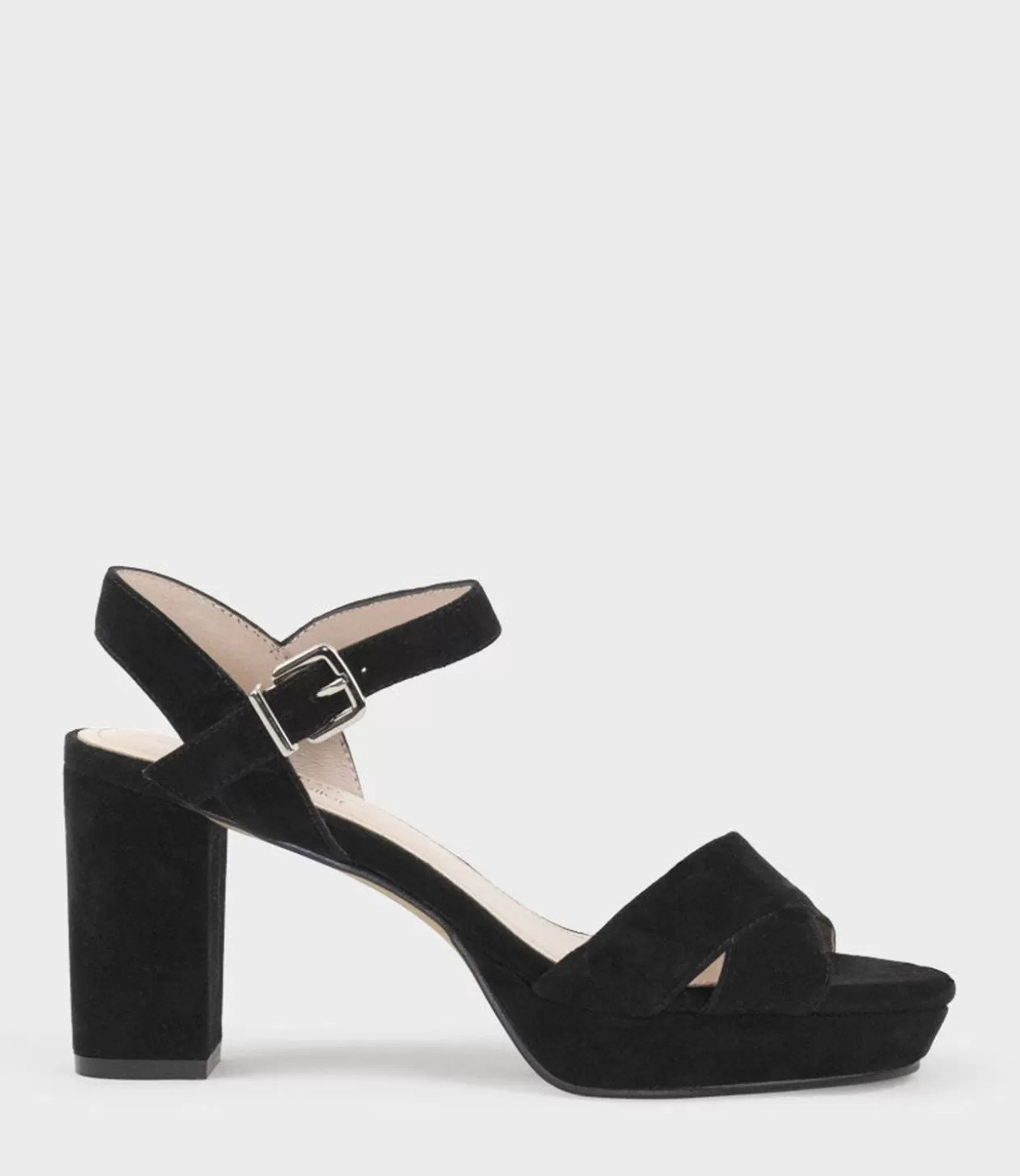 Edward Meller High Heel Sandals<Rowan80 Asymmetrical Platform Sandal In Black Suede