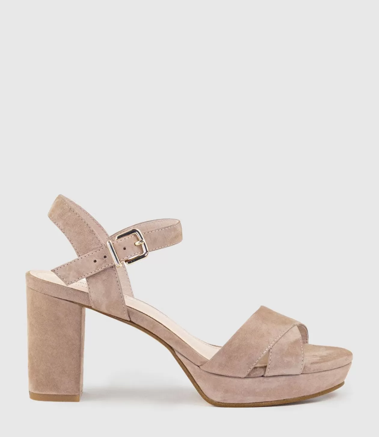 Edward Meller High Heel Sandals<Rowan80 Asymmetrical Platform Sandal In Nude Suede