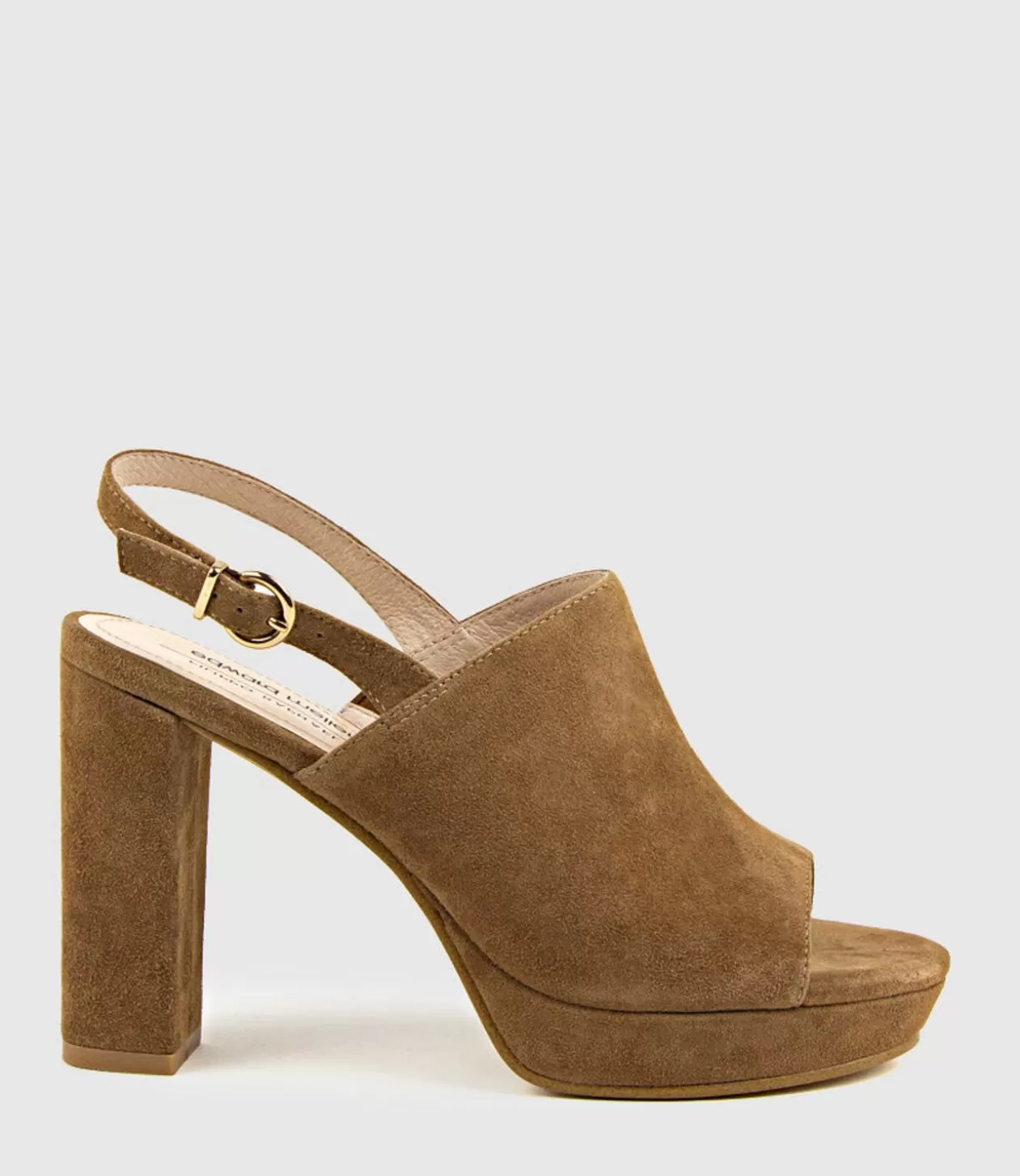 Edward Meller High Heel Sandals<Ruler Platform Slingback Sandal In Tawny Suede