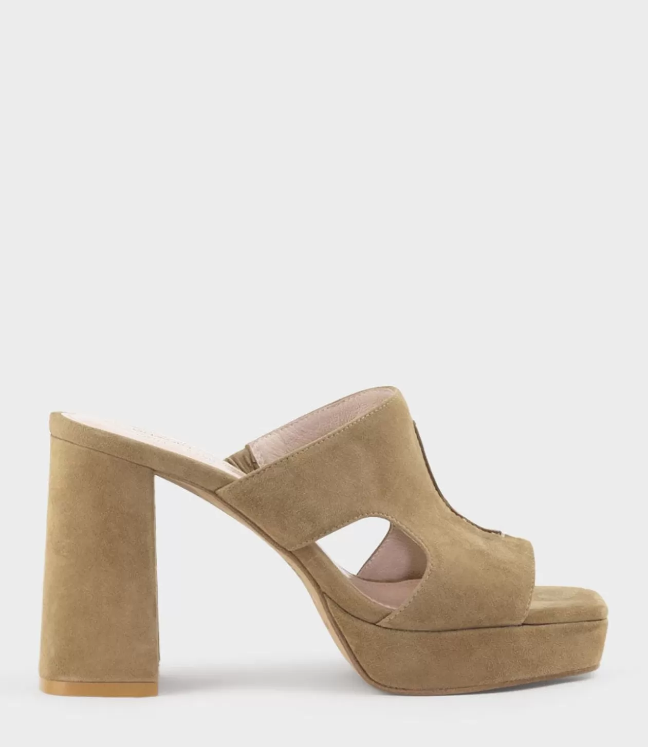 Edward Meller High Heel Sandals<Rylie95 Platform Slide With Cut-Out In Camel Suede