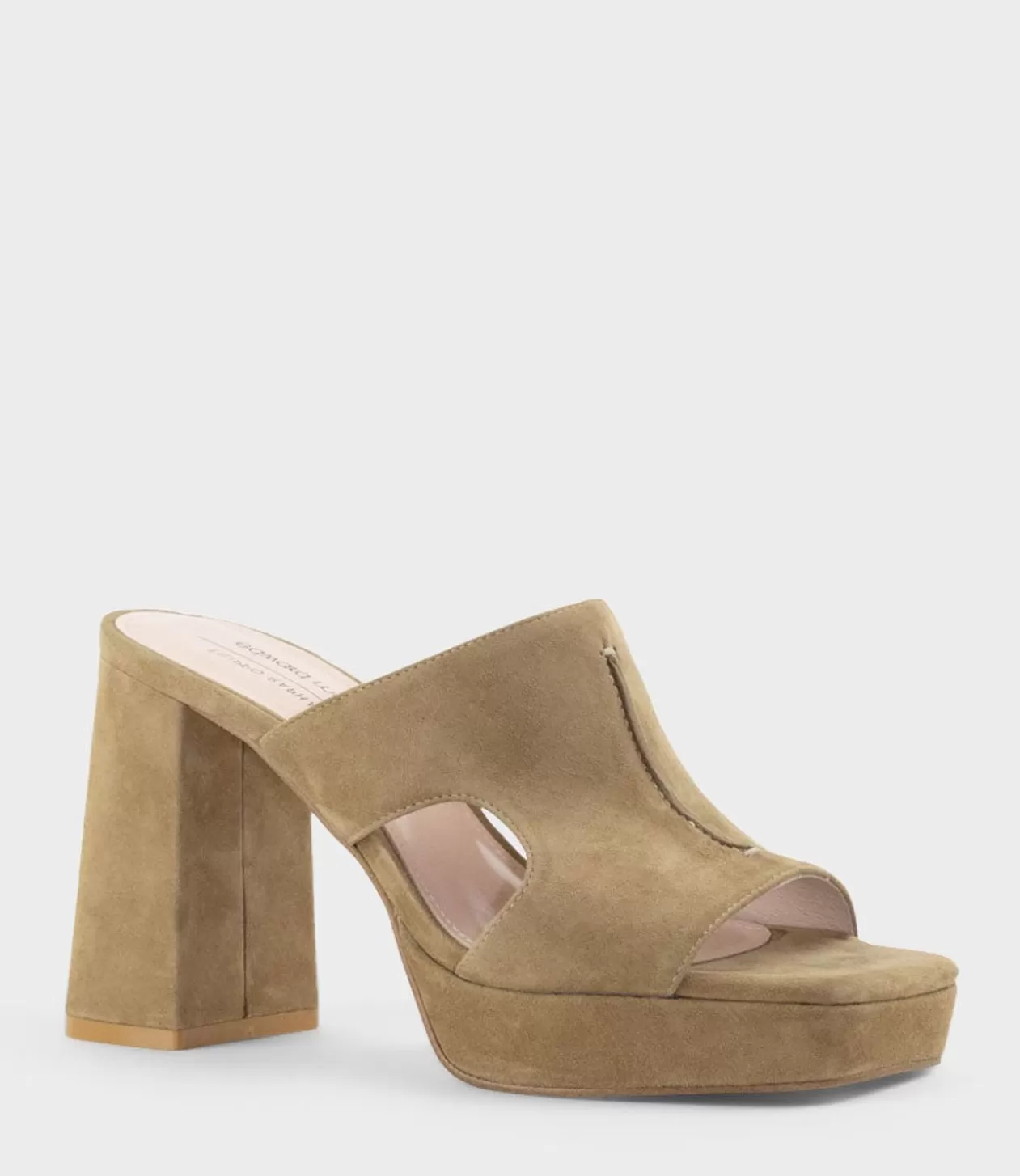 Edward Meller High Heel Sandals<Rylie95 Platform Slide With Cut-Out In Camel Suede