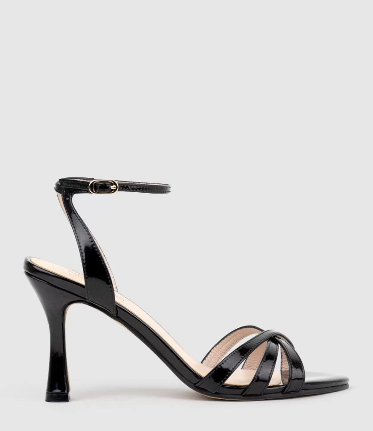 Edward Meller High Heel Sandals<Saige85 Strappy Sandal In Black High Shine