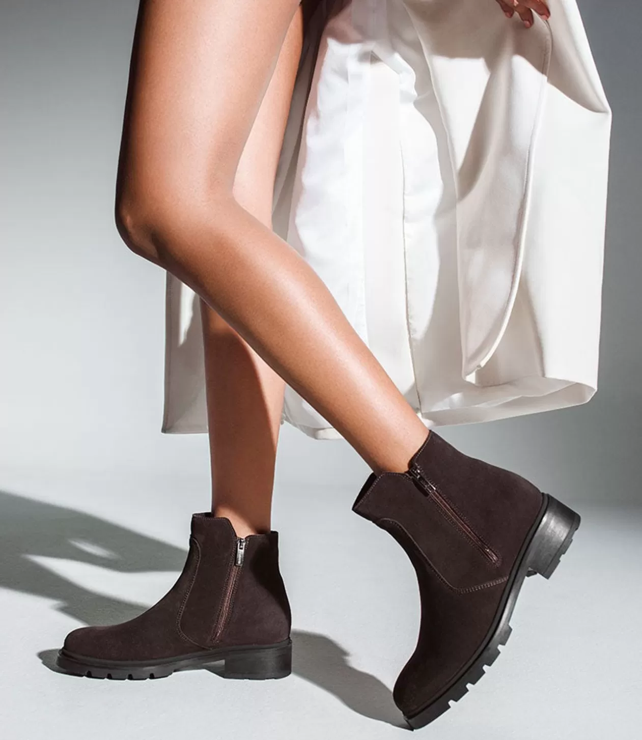 Edward Meller Ankle Boots<Sassy Double Zip Ankle Boot In Espresso Suede