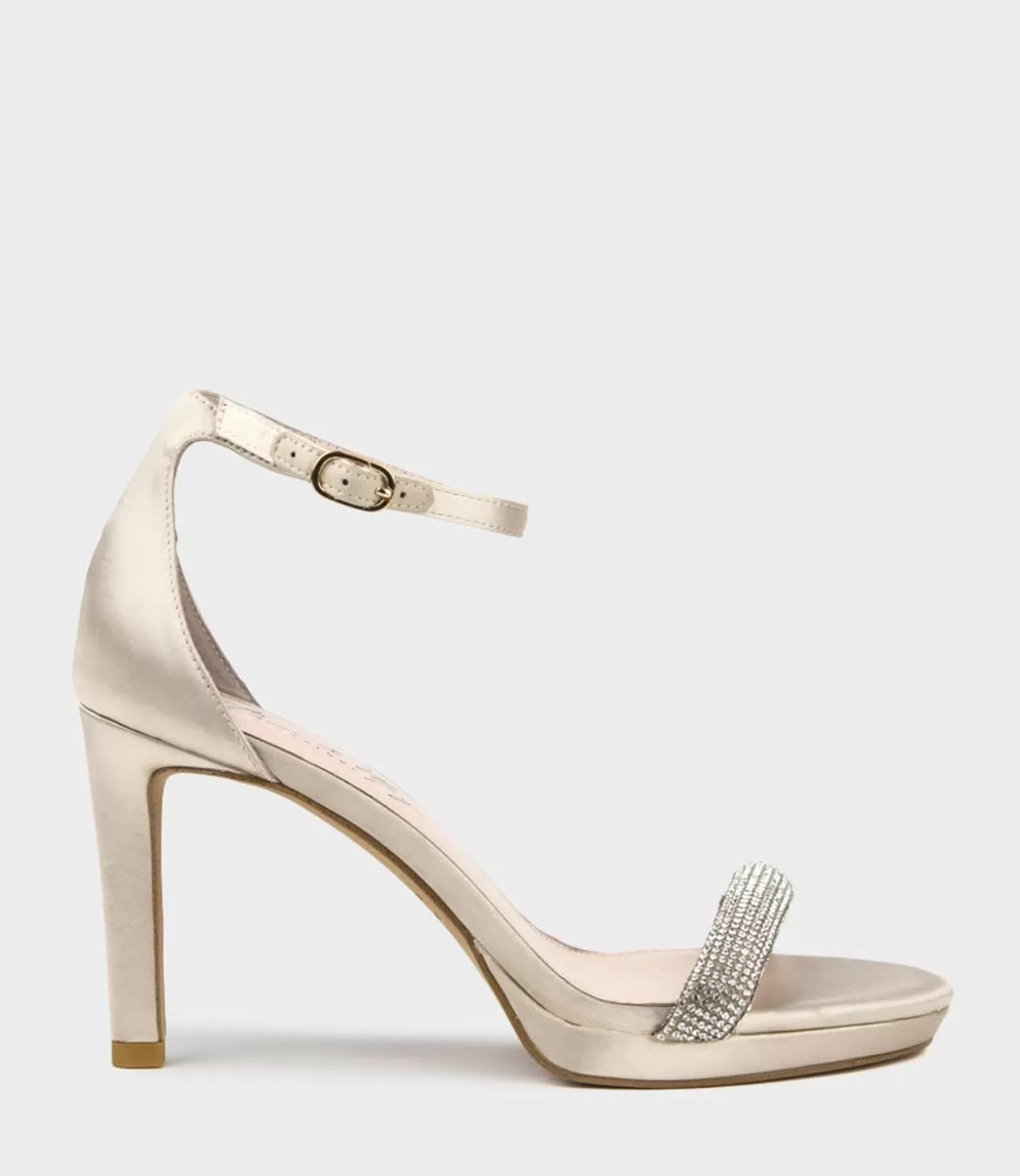 Edward Meller Platform Sandals<Satina90 Diamond Band Sandal Platform Sandal In Champagne Satin