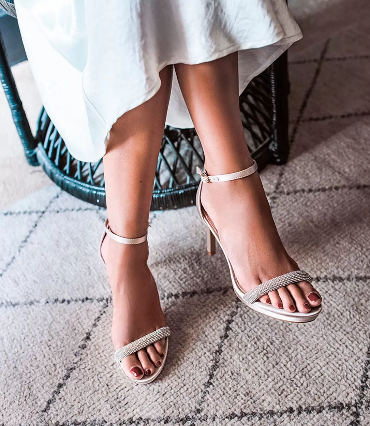 Edward Meller Platform Sandals<Satina90 Diamond Band Sandal Platform Sandal In Champagne Satin
