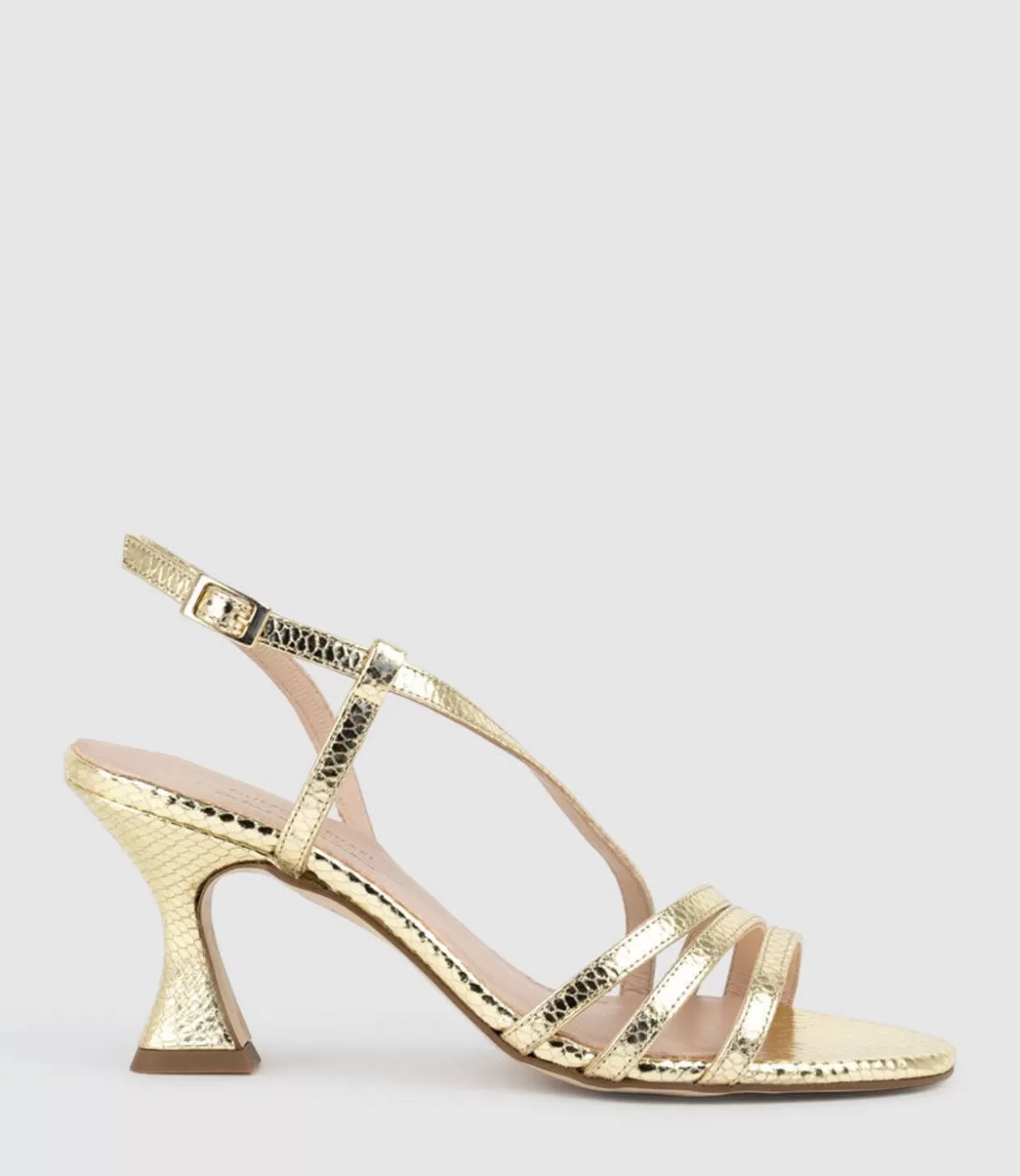 Edward Meller High Heel Sandals<Sedai70 Strappy Sandal In Gold Snake