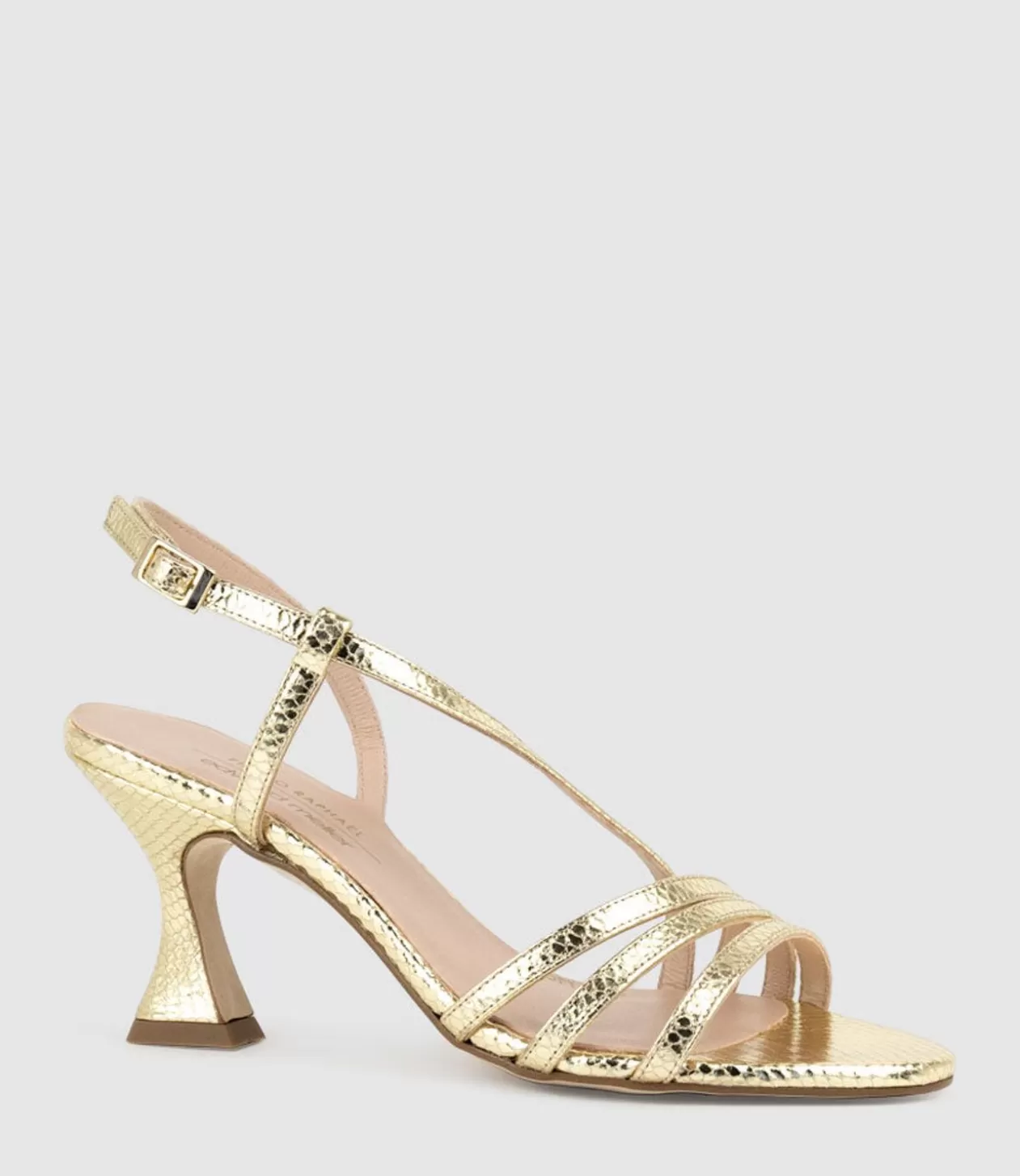 Edward Meller High Heel Sandals<Sedai70 Strappy Sandal In Gold Snake