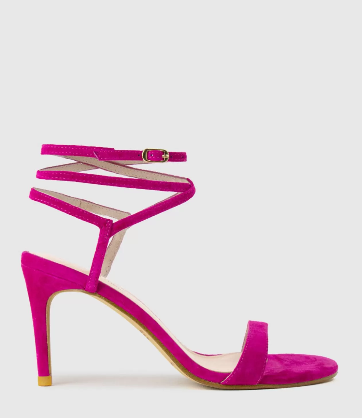 Edward Meller High Heel Sandals<Selina85 Fine Heel Ankle Wrap Sandal In Fuchsia Suede